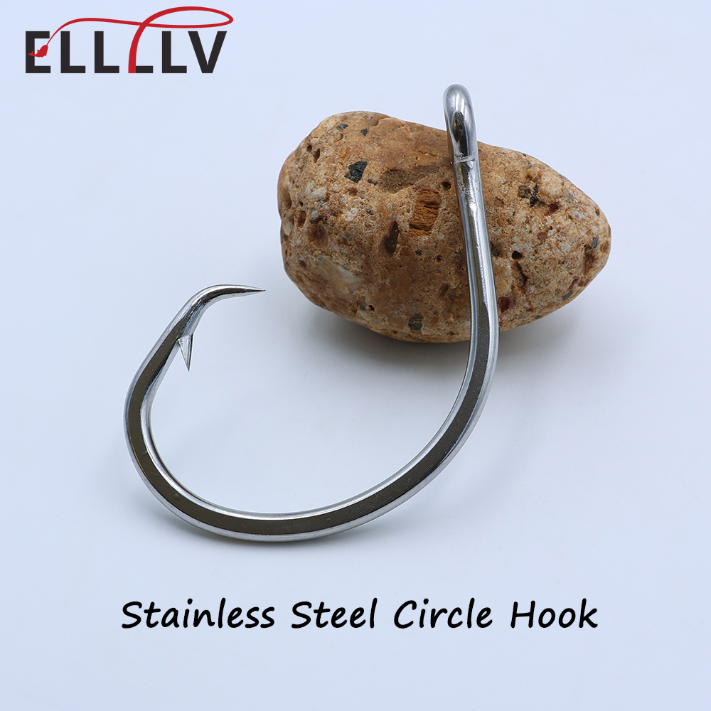 Fishing Hook Circle - Ellllv 10/0 - 16/0 สแตนเลสสตีลวงกลมตะขอตกปลาน้ําเค็มเกมตะขอสําหรับ Marlin