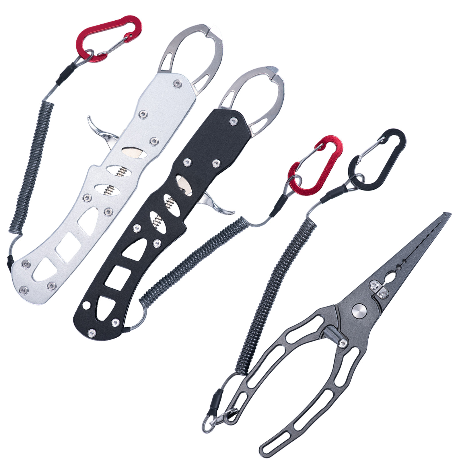 Fishing Hook Remover - ชุดคีมตกปลาและที่จับปลาแบบคอมโบ, ที่จับปากปลาอะลูมิเนียมกันสนิมพร้อมสายคล้อง, เครื่องมือตัดสายเอ็นตกปลาและถอดตะขอ