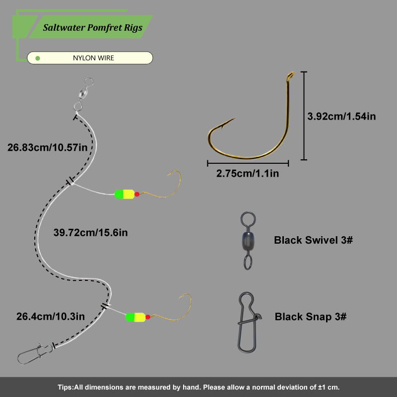 ชุดอุปกรณ์ตกปลาปอมปาโน 3 ชิ้น/ - Fishing Hook Circle บทวิจารณ์และราคา